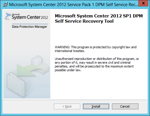 Install DPM Self Service Recovery 03