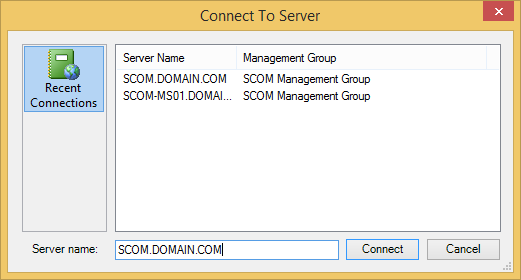SCOM Console - Connect To Server