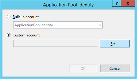 Application Pool Identity - Custom Account - Set